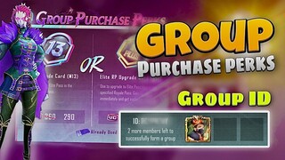 Group Purchase Perks Royal Pass M13 + Group ID | PUBG MOBILE / BGMI