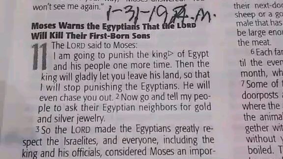 Daily Verse.                  Exodus 11:1-3