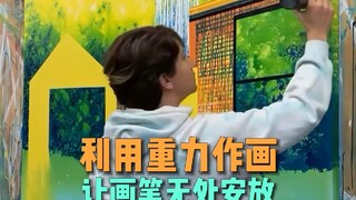 Her paintings are fluid, using gravity instead of brushes.