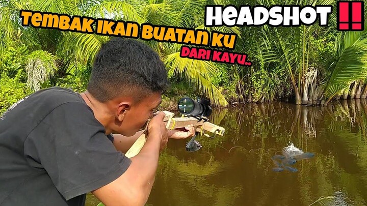 TEMUAN BARU‼️SNIPER IKAN DARI KAYU BUATAN KU ,BERHASIL HEADSHOT IKAN DI AIR KERUH..