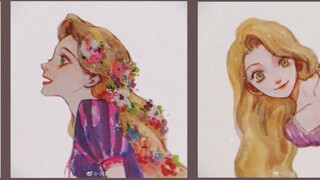 A Xin. Water color. Menggambar 6 Rapunzel.