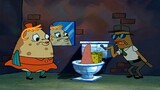 Mr Puff memasuki rumah sakit jiwa, dindingnya ditutupi spons, dan SpongeBob tertawa