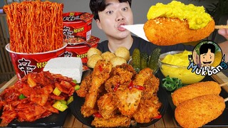 ASMR MUKBANG 신라면 볶음면 & 양념 치킨먹방! FRIED CHICKEN AND FIRE NOODLES EATING SOUND!