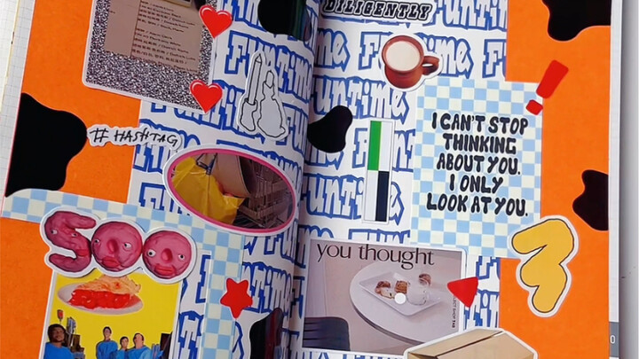 مفكرة ريترو أمريكية | تخطيط مفكرة باللون البرتقالي | تجربة غامرة | ضوضاء بيضاء