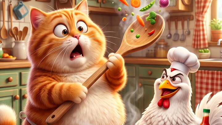“The Fat Cat Tried to Cook the Chicken! ”