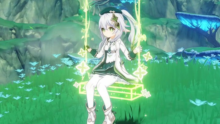 Nahida’s skin “Green Fields, Azure Skies” — white stockings and the little Grass God, are you in lov