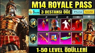 M14 ROYALE PASS ÖDÜLLERİ | M14 ROYALE PASS 1-50 SEVİYE ÖDÜLLERİ | 3 DESTANSI ÖĞE | PUBG MOBILE