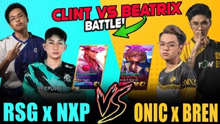 GOLD LANE BATTLE! CLINT vs. BEATRIX! | RSG x NXP vs. ONIC x BREN in RANK ~ MOBILE LEGENDS