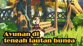 Ayunan di tengah lautan bunga