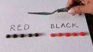 [ภาพวาดสีน้ำมันสุดสร้างสรรค์] ภาพวาดทิวทัศน์สีแดงและสีดำอันสวยงาม