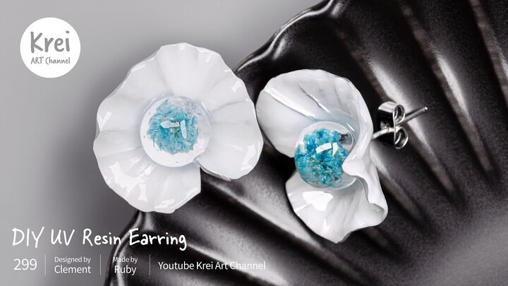 【UV レジン】DIYでドライフラワーを使ってピアスを作りました〜♪UV Resin -DIY Dried Flower in UV Resin Earring.