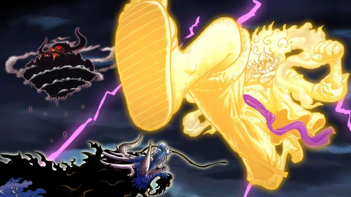 Luffy Giant with Gear 5: Tiny Kaido in front of GOD GIANT Nika | One Piece 1045 Fan Anime
