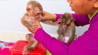 Tiny Yaya trying to escape when Mom apply medical cream to her nose