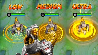 Roger | Grimlock Dinobots Transformers Skin in Different Graphics Settings | MLBB Comparison