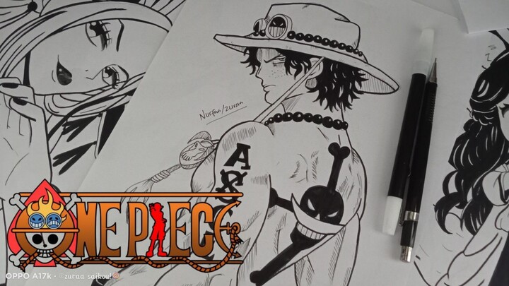 Portgas D. Ace - One Piece || Black and White Art (SPEED DRAWING)