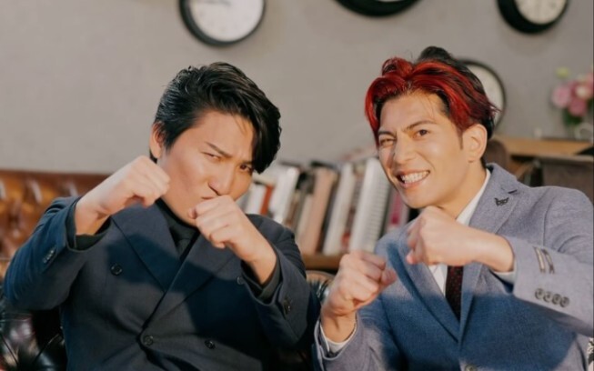 Two guys awkwardly dancing