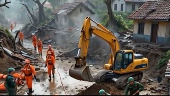 Bencana tanah longsor disertai banjir bandang menerjang