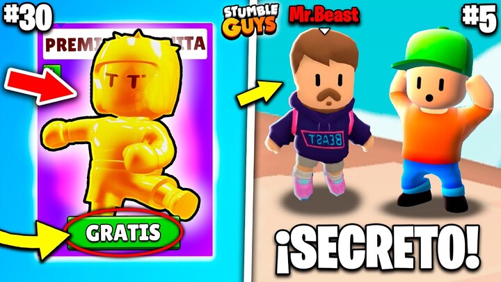 🥳 ¡NUEVA SKIN GRATIS y MR. BEAST! 😱 30 Cosas SECRETAS de Stumble Guys... 🤔