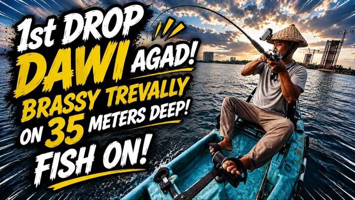 Brassy Trevally Caught on Kayak Fishing on 1st drop! Fish on!