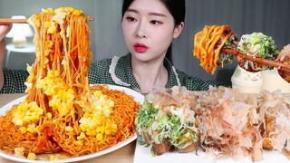 [Mukbang TV] - Mì gà xào cay hạt ngô phô mai | ASRM