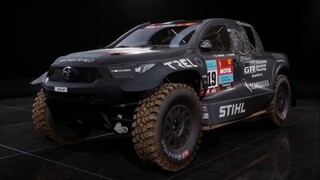 Car Toyota GR DKR Hilux in Dakar Desert Rally. Toyota Gazoo racing baltics