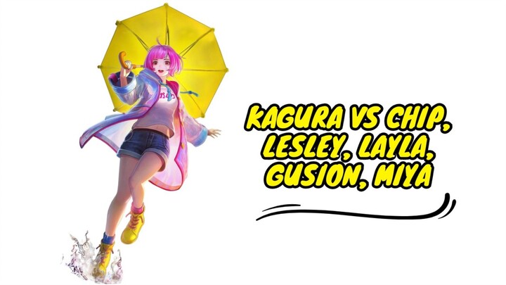 Kagura VS Chip, Lesley, Layla, Gusion, Miya