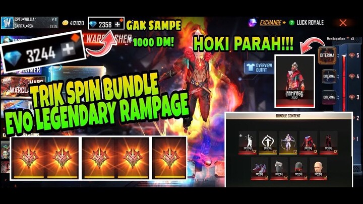 TRIK SPIN BUNDLE EVO LEGENDARY RAMPAGE TERBARU! GAK SAMPE 1000DM UDAH DAPET? HOKI PARAH!!!🤩🤩