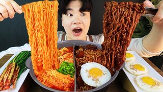 ASMR MUKBANG 트러플 짜파게티 & 열라면 김치 통스팸 먹방! TRUFFLE OIL BLACK BEAN NOODLES & SPICY NOODLES EATING SOUND!