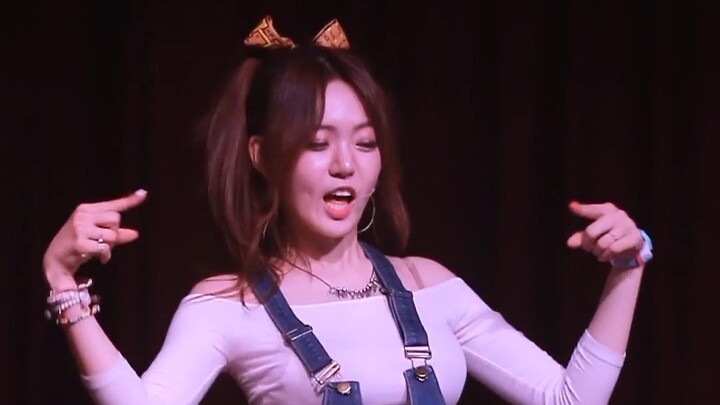 Attractive and charming woman fan shot with long legs, stunning stage, enchanting dance, sexy and pe