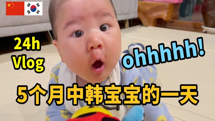 Sehari-hari bayi Tiongkok-Korea berusia 5 bulan, vlog pengasuhan anak