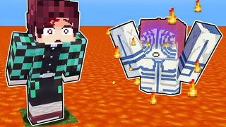 Minecraft Demon Slayer แต่พื้นเป็นลาวา!