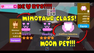 GETTING MINOTAUR CLASS AND SPENDING 180K HEARTS TO GET THE MOON PET IN SABER SIMULATOR