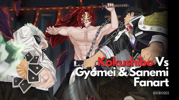 Kokushibo Vs Gyomei & Sanemi From Demonslayer Fanart Timelapse