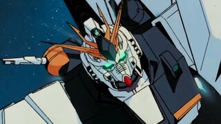 It's just a rock, watch me push it back with my Gundam! ν Gundam is more than just good looking!