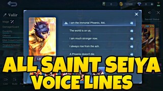 ALL SAINT SEIYA SKINS VOICE LINES - MOBILE LEGENDS