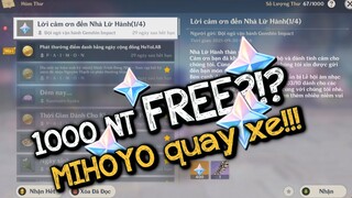 Quà Kỉ Niệm 1 Năm Của MiHOYO - 1000 Nguyên Thạch FREE?!? - Quay Xe Thôi Anh Em ơi - GENSHIN IMPACT