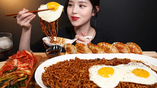 SUB) Jjapaguri buldak mandoo mukbang ASMR