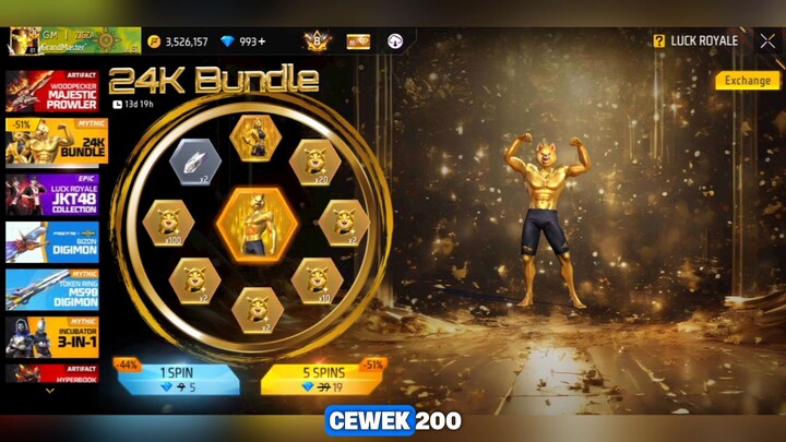 Spin 24k woof bundle ff terbaru