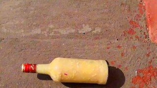 Staircase bottle-rolling moment—epic stress relief!