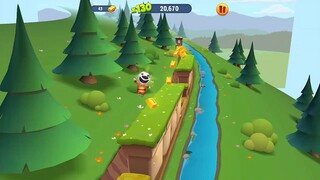 Chó ben chạy lấy vàng bên ven sông