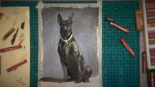 [Drawing]Draw a dog using oil pastel