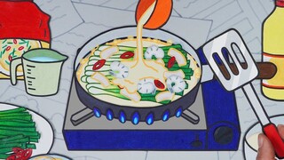 [Animasi stop-motion] Pancake daun bawang makanan pembuka musim panas, lebih enak dari pizza |. Film