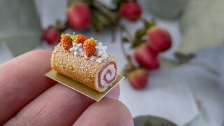DIY ทำโรลเค้กสตรอว์เบอร์รี่จิ๋ว (สอนปั้นดิน ของกินจิ๋ว)