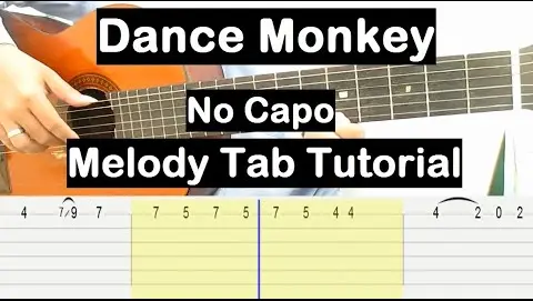 Dance Monkey Guitar Lesson Melody Tab Tutorial (No Capo) Guitar Lessons for Beginners