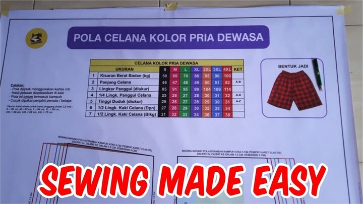 DIY MENJAHIT CELANA KOLOR MENGGUNAKAN POLA JIPLAK WONGPATI |  SEWING MADE EASY