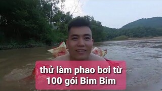 thử làm phao bơi bằng bim bim / try to swim with bim bim