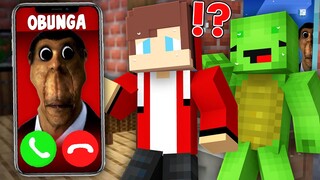 OBUNGA CALLING to JJ and Mikey at Night - in Minecraft Maizen