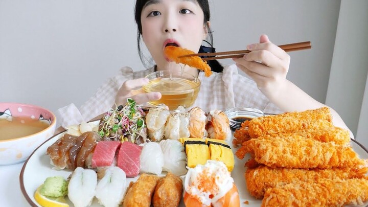 【Nado Official Chinese Subtitles】Sushi Special is Here! Plus My Favorite Honey Sauce – Mukbang