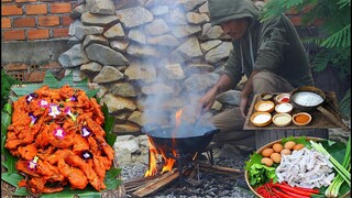 Watch until the End !! Cooking Sexy KFC Chicken Wing Spicy Recipe in my Garden Eating Alone