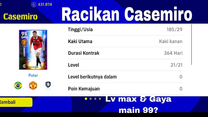 Racikan Casemiro Player transfer|Efotball 2023